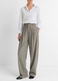 High Rise Wool Blend Trouser Plaid