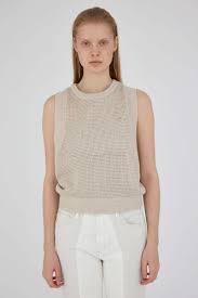 Linen Mix Knit Tank in WHITE