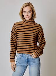 Mock Neck Stripe Sweater